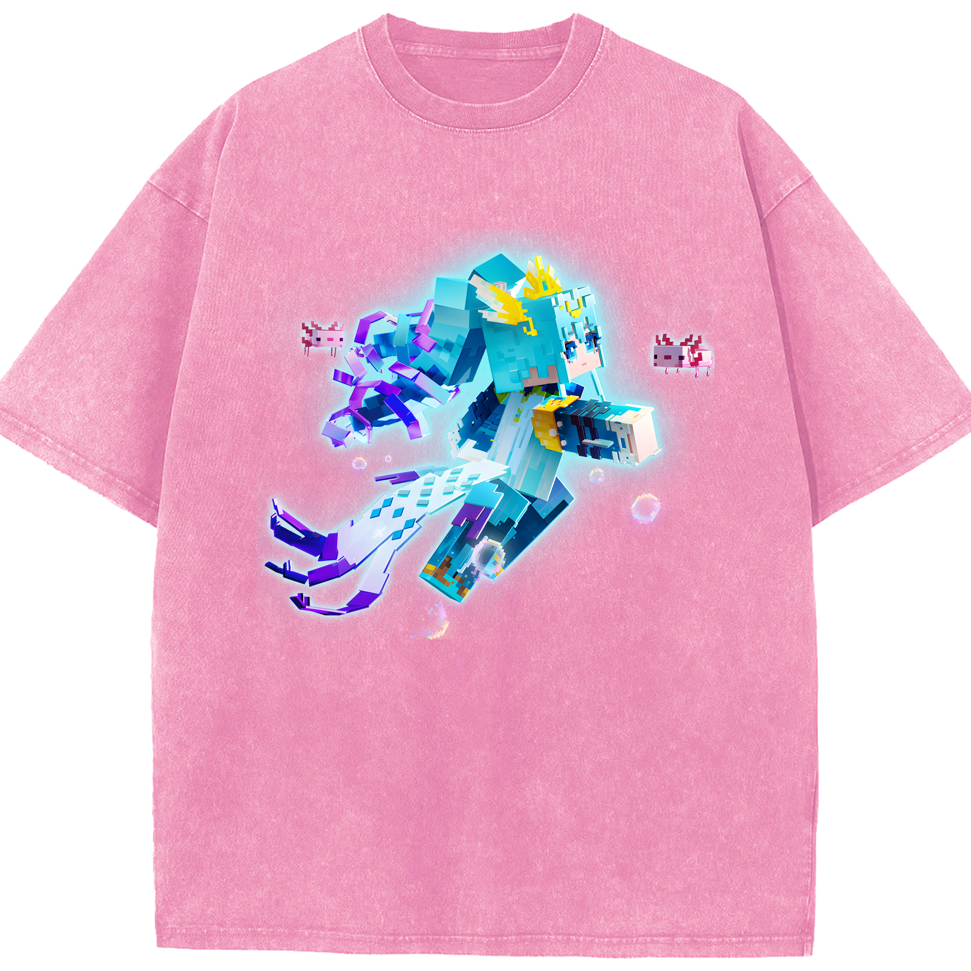 （画像用） マインクラフト ブロックの世界 Minecraft MC Block world 綿100% ヴィンテージ風 半袖Tシャツ（フロントプリント）